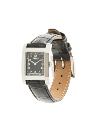 Fendi Square Face Leather Strap Watch