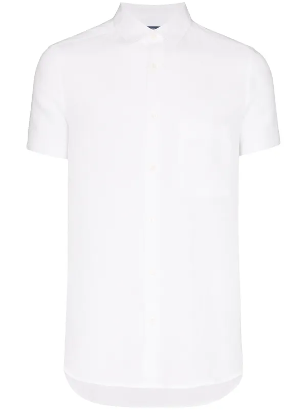 white short sleeve polo button down