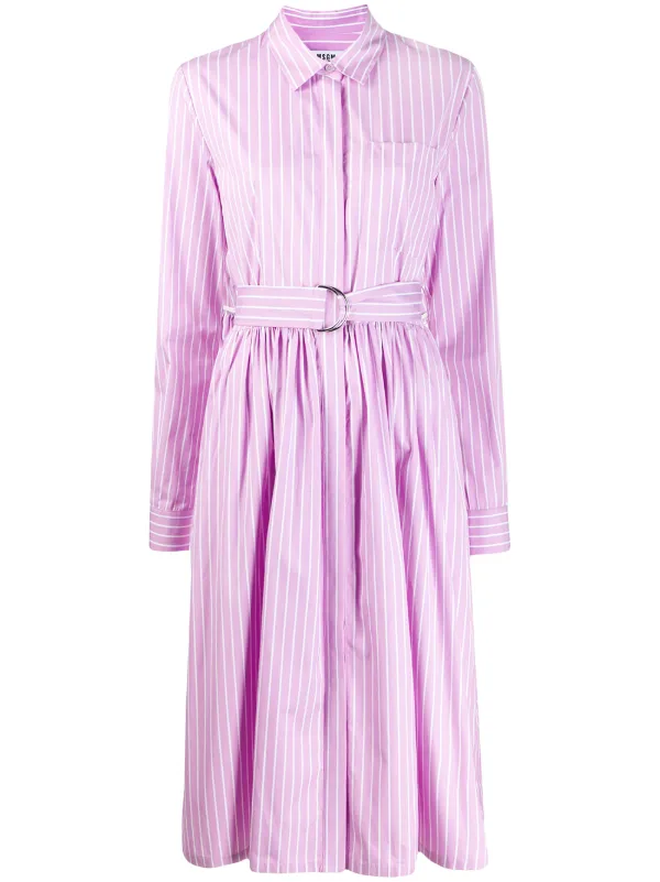 striped belted shirt dress