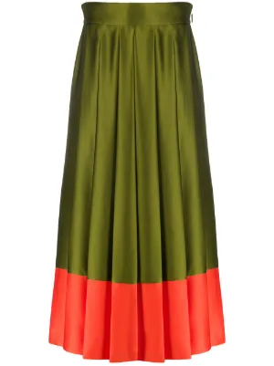 MSGM contrast-hem pleated midi skirt 