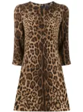 Dolce & Gabbana leopard-print crepe minidress - Neutrals
