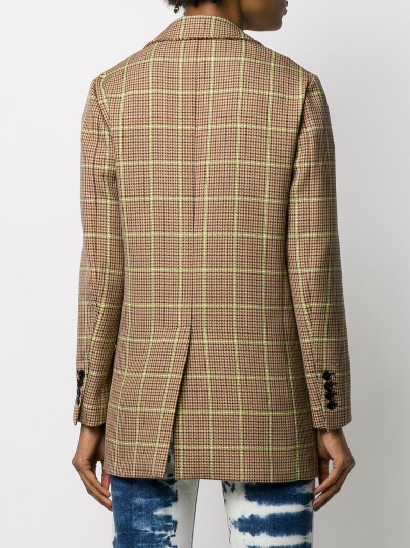 Shop Msgm Single-breasted Houndstooth Blazer In Brown