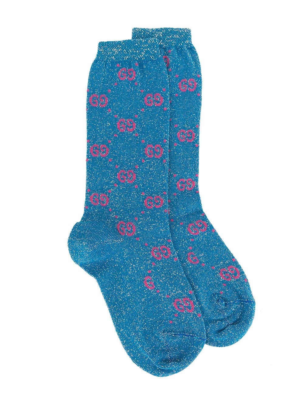 Gucci Kids' Gg Pattern Socks In Blue
