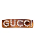 Gucci crystal-logo single hair clip - Brown