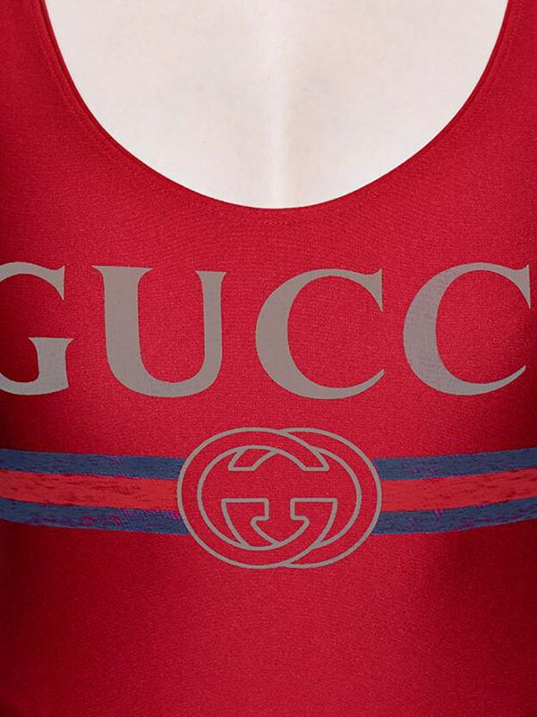 red gucci bathing suit