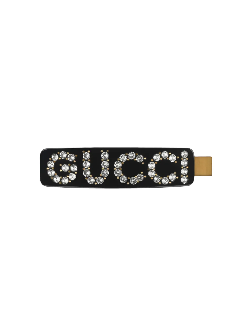 Gucci Rhinestone-embellished Logo Hair Clip In Oro