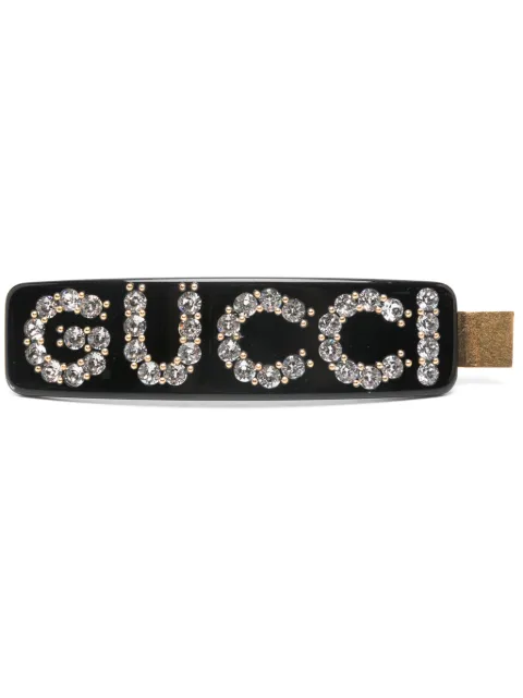 Gucci rhinestone-embellished logo hair clip