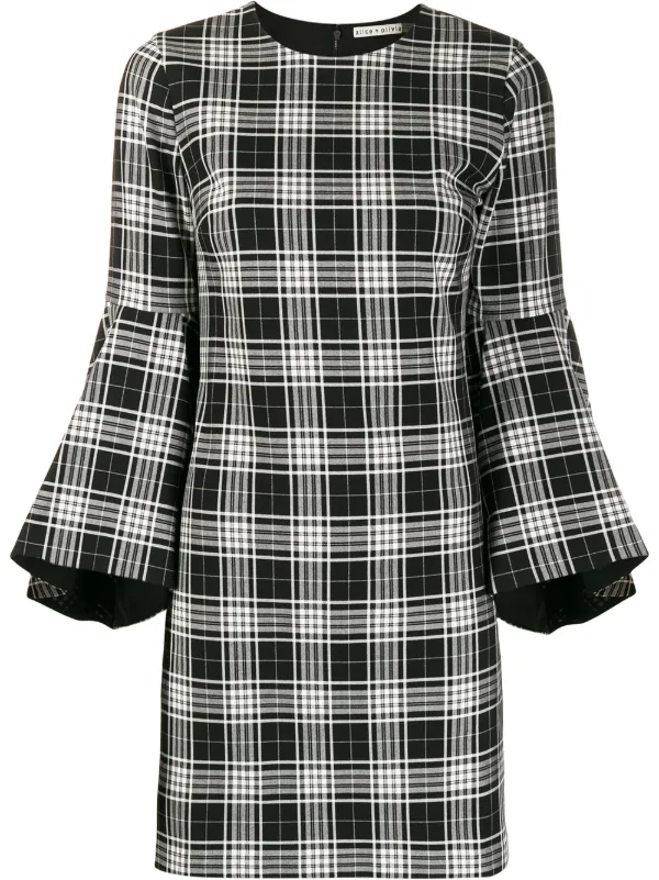 white flared sleeve dress
