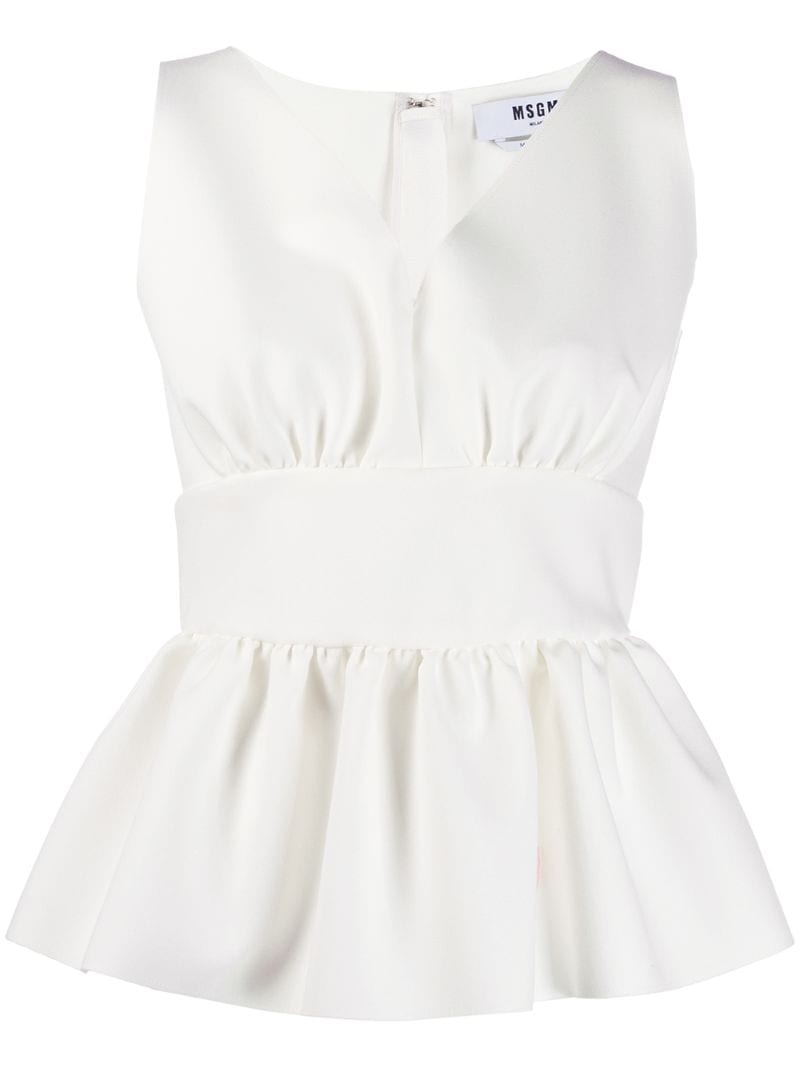 Msgm Peplum Hem Top In White