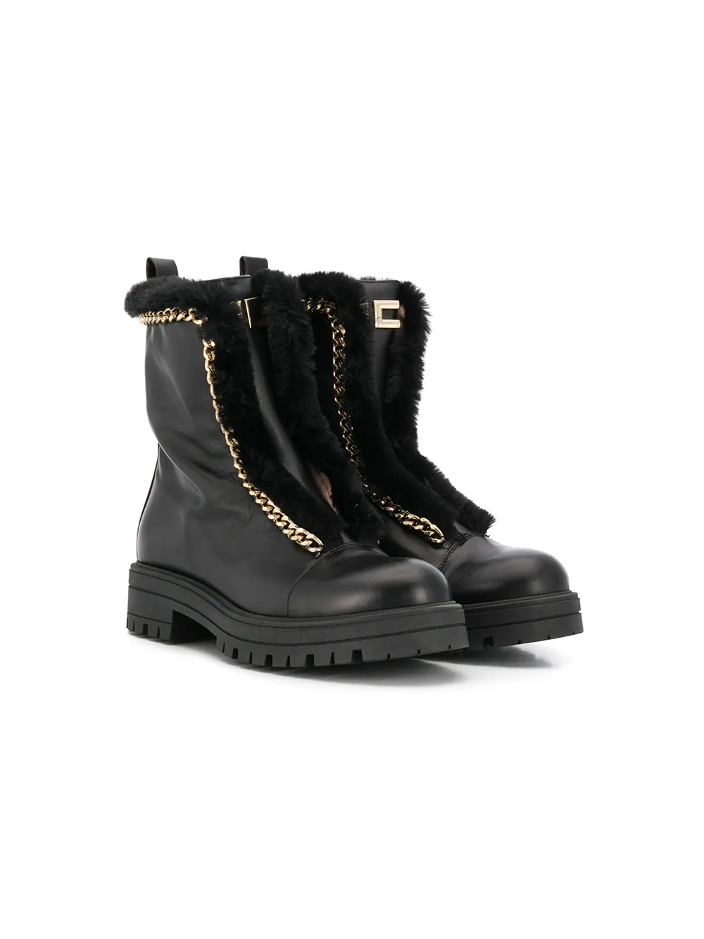 Elisabetta Franchi La Mia Bambina Kids' Chain-trimmed Ankle Boots In Black  | ModeSens