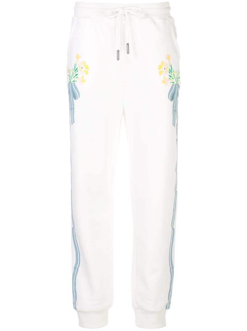 Cynthia Rowley Dylana Ribbon Stripe Track Trousers In White