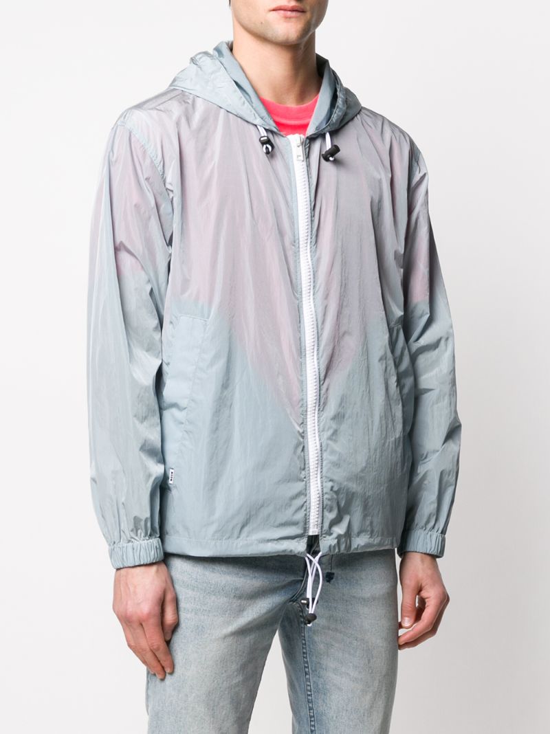 Shop Msgm Hooded Logo-print Windbreaker In Grey