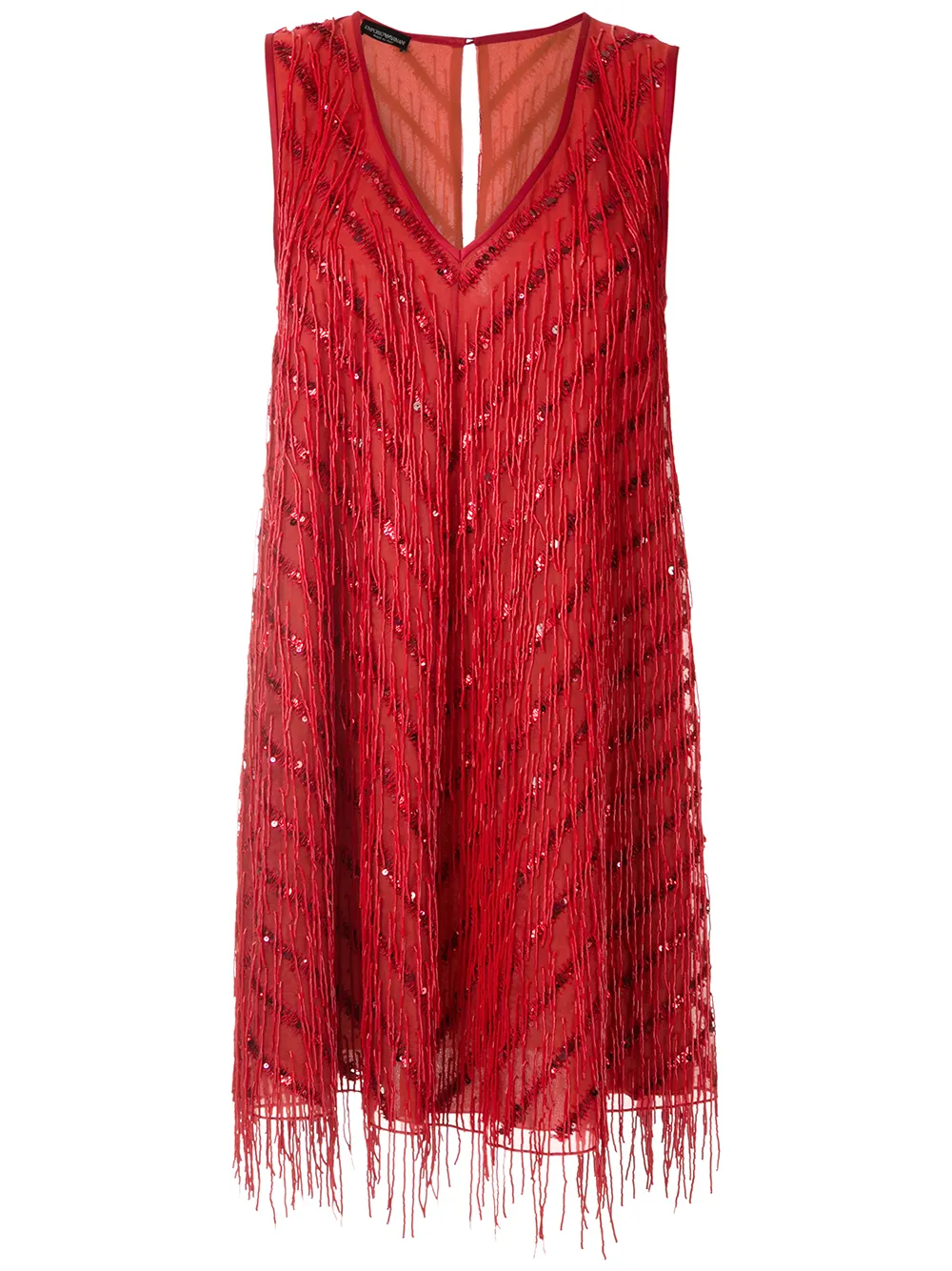 Image 1 of Emporio Armani fringed shift silk dress