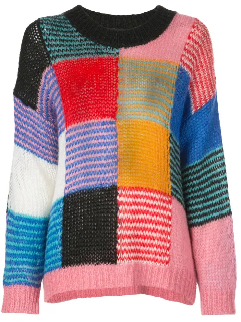 Click to view more detailed imagery on our partner's website Stine Goya Sana Patchwork-panels Mohair-blend Jumper In Multicolour