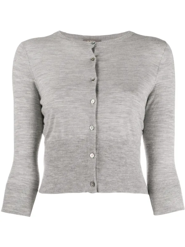 cropped gray cardigan