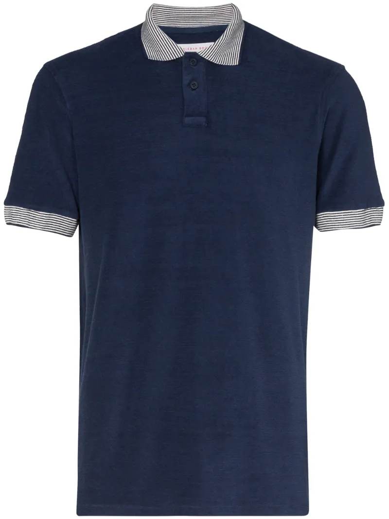 Orlebar Brown T-shirts ORLEBAR BROWN JARRETT STRIPED-COLLAR POLO SHIRT - BLUE