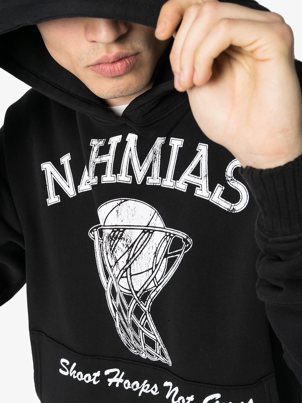 фото Nahmias shoot hoops logo print cotton hoodie