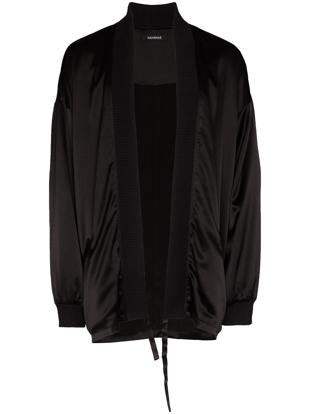 Shop Nahmias Drawstring Kimono Jacket In Black