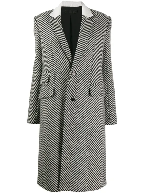 Click to view more detailed imagery on our partner's website Haider Ackermann Cappotto Chapman In Lana Con Motivo Chevron In White