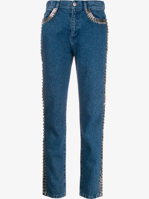 Christopher Kane embellished side-stripe jeans