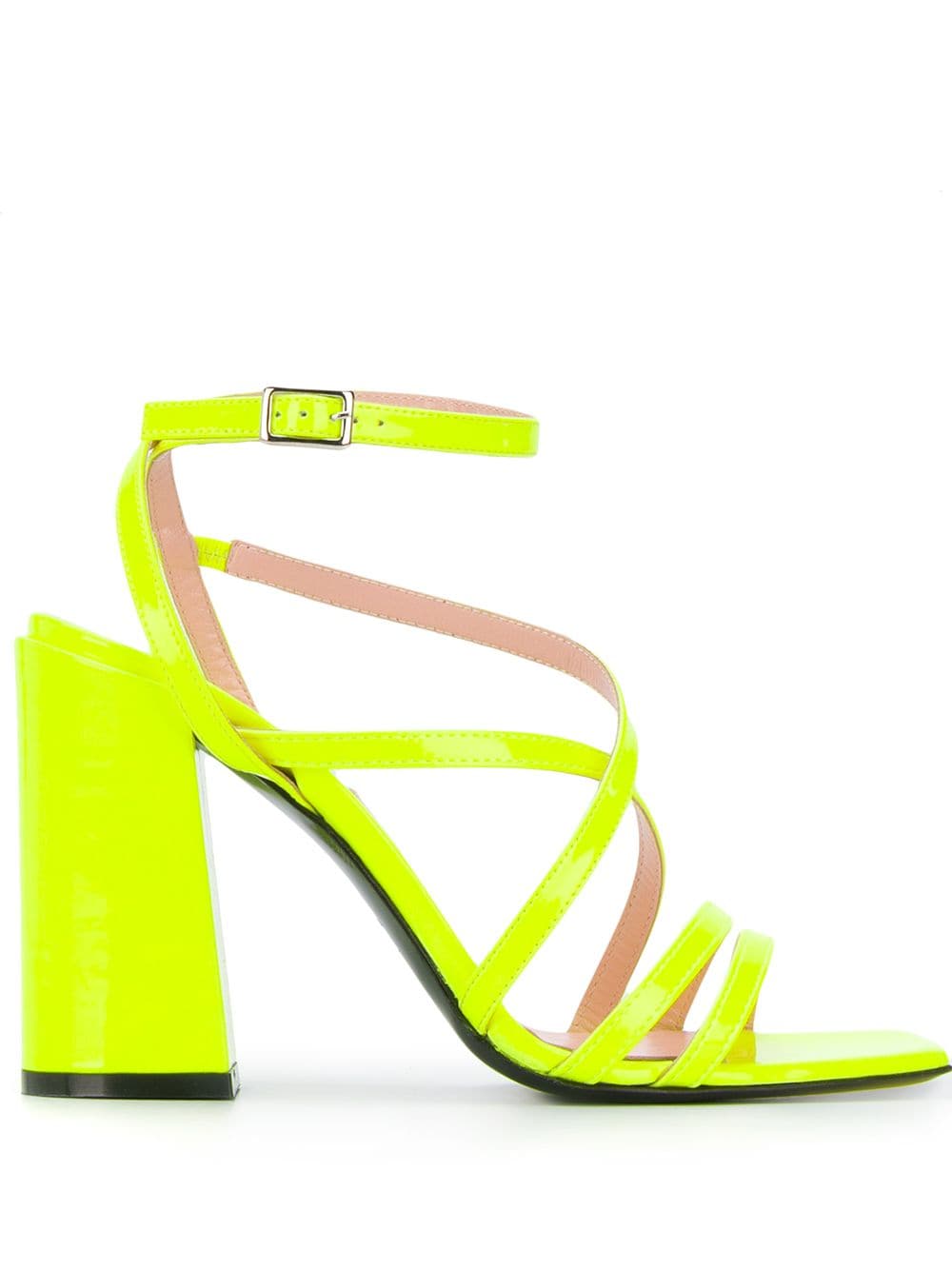 Msgm Strappy 105mm Patent-leather Sandals In Yellow