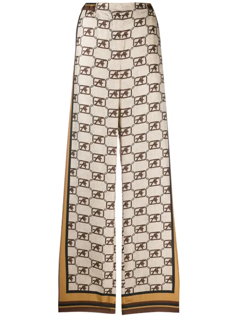 Alberta Ferretti logo print palazzo pants