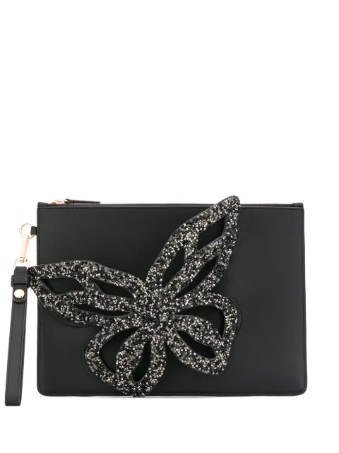 Click to view more detailed imagery on our partner's website Sophia Webster Flossy Butterfl Clutch In Black Leather