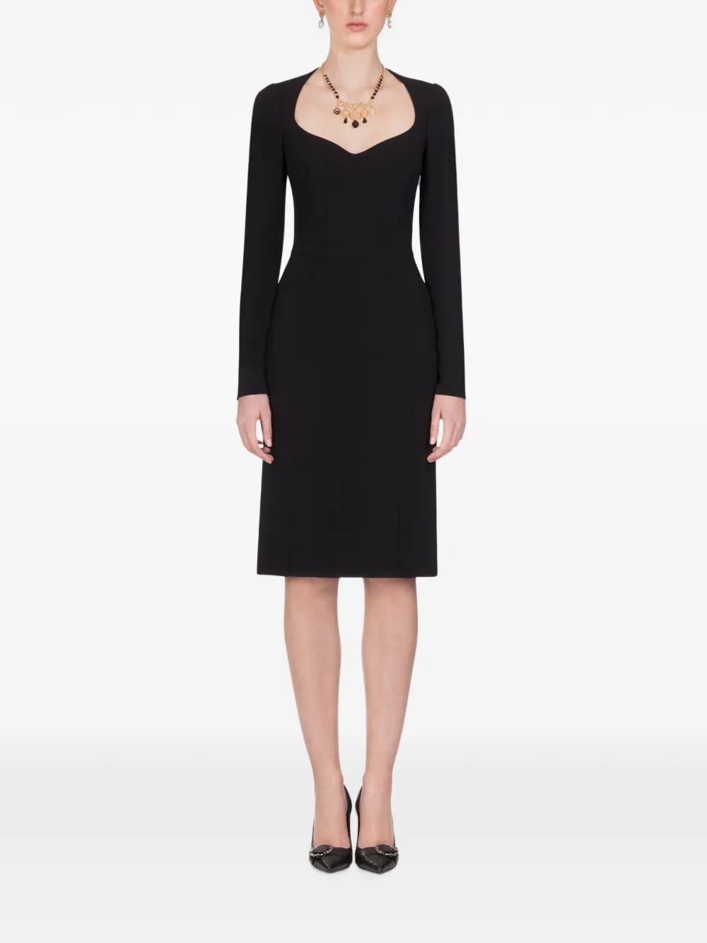 dolce & gabbana cady midi dress Dolce & Gabbana Long-sleeved Cady Midi Dress