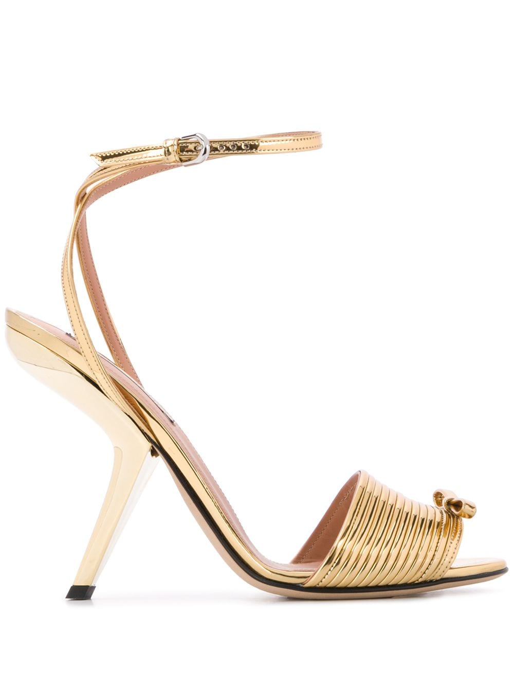 Marco De Vincenzo Metallic Bow Sandals In Gold