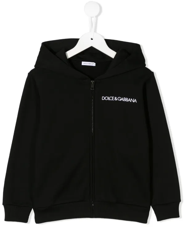 Dolce and gabbana online embroidered logo hooded sweatshirt