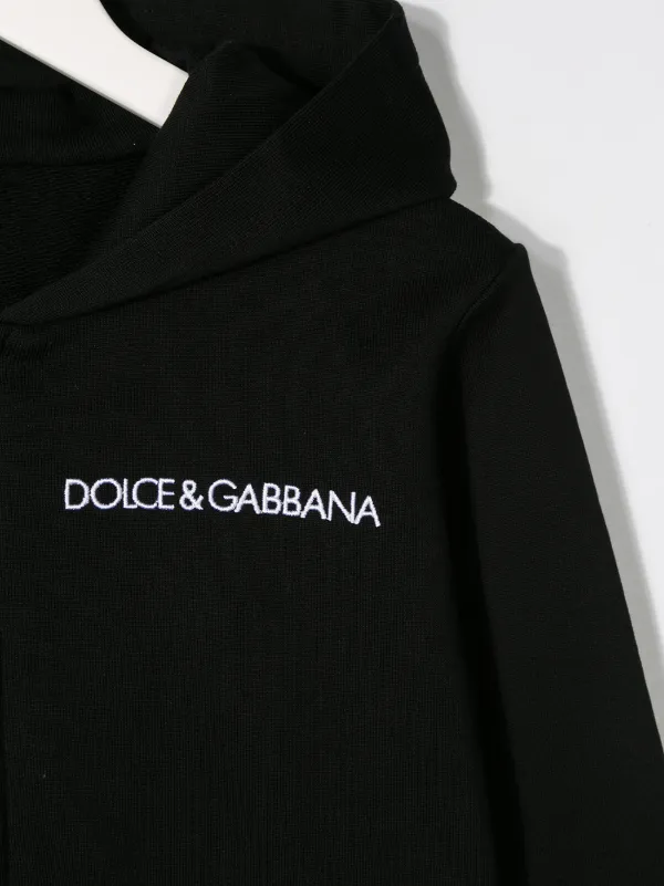 Dolce & Gabbana Kids logo-embroidered Cotton Hoodie | Black | FARFETCH