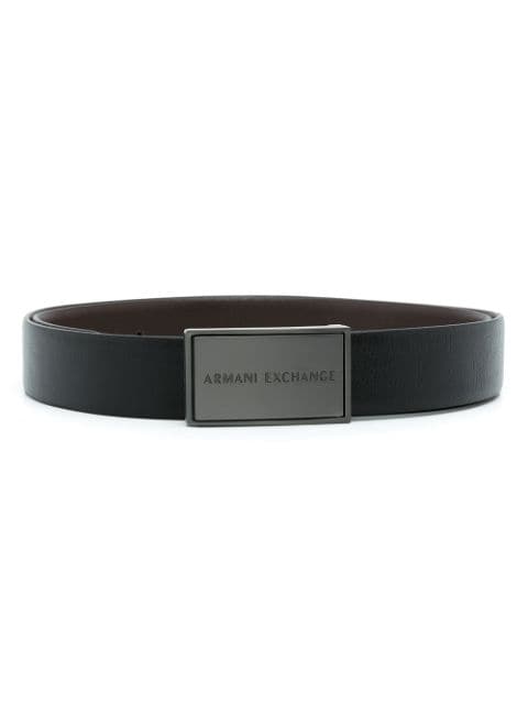 Armani Exchange rectangle-buckle leather belt