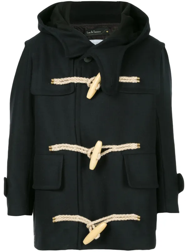 black duffle coat with hood