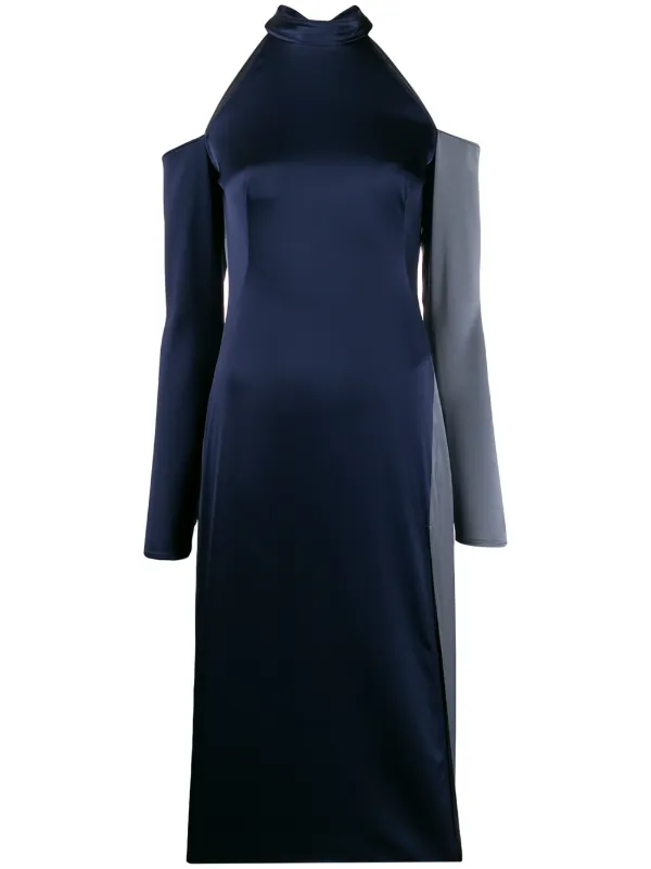 cold shoulder satin dress
