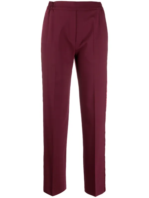 burgundy cropped trousers