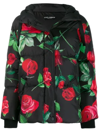 Dolce & Gabbana Hooded floral-print Down Jacket - Farfetch