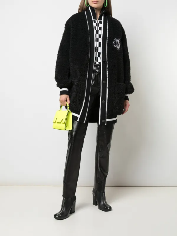white varsity cardigan
