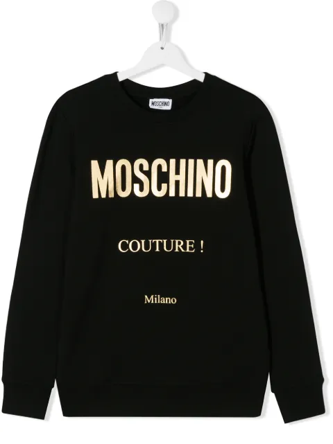 Click to view more detailed imagery on our partner's website Moschino Kids' Logo Print Sweatshirt In Black
