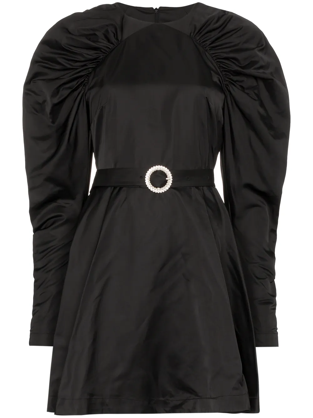 Rotate puff-sleeve belted mini dress