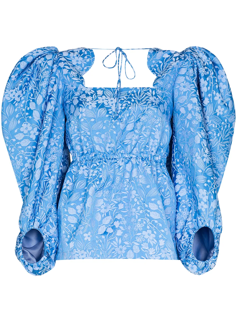 ROSIE ASSOULIN MADAME BUTTERFLY SILK FLORAL-JACQUARD TOP