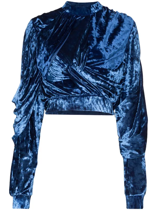 Y Project Draped Velvet Cropped Sweatshirt Farfetch Com