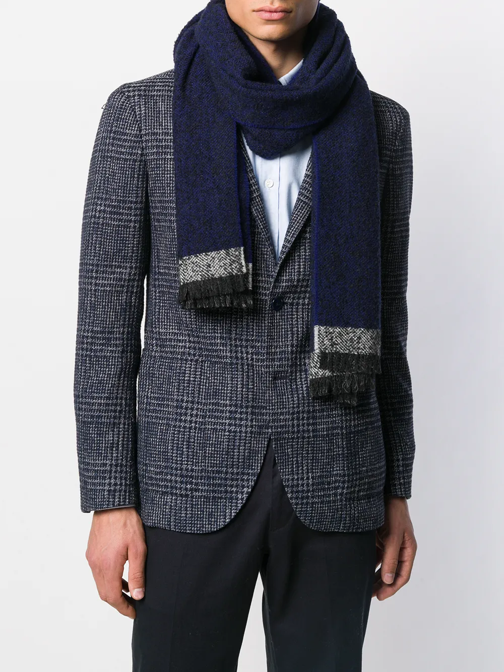 Zanone Sjaal met visgraat motief - Blauw