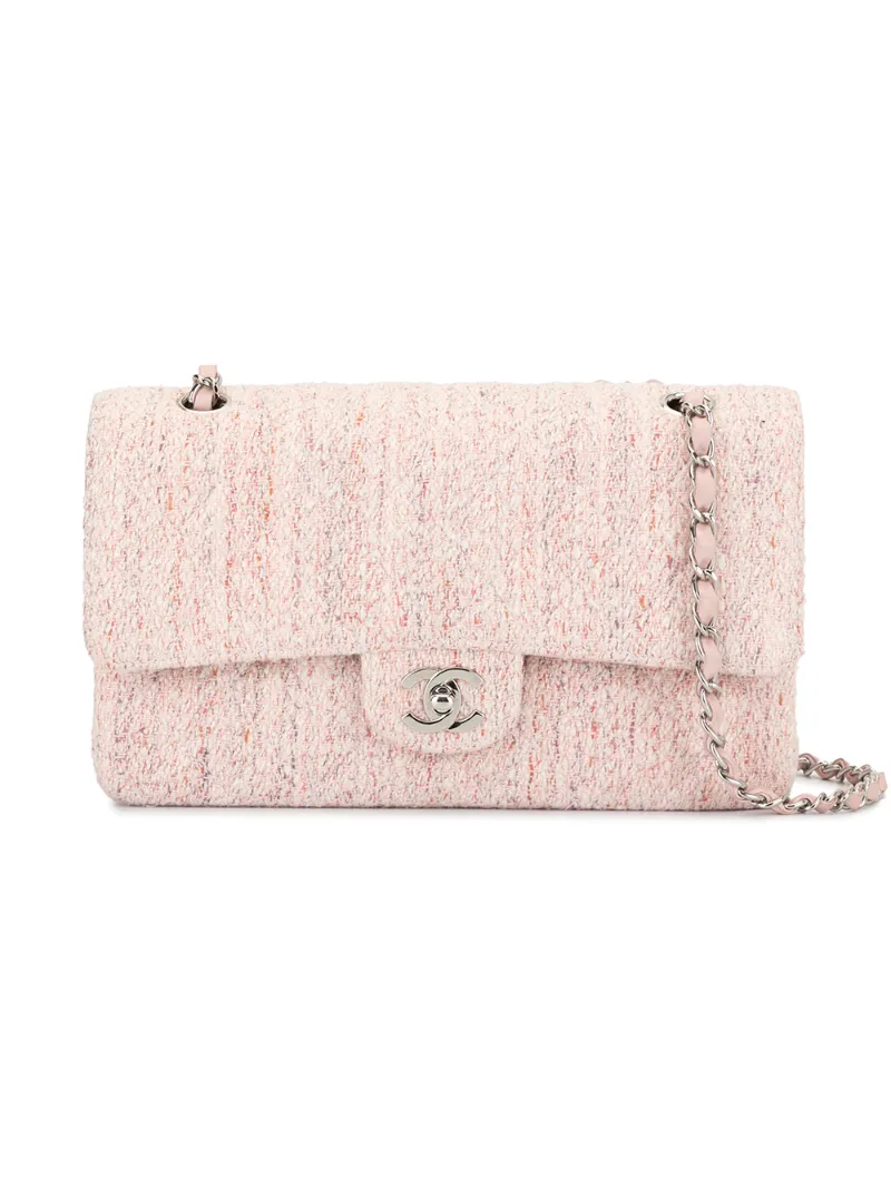 Preowned Chanel Quilted Cc Double Flap Chain Shoulder Bag In Pink