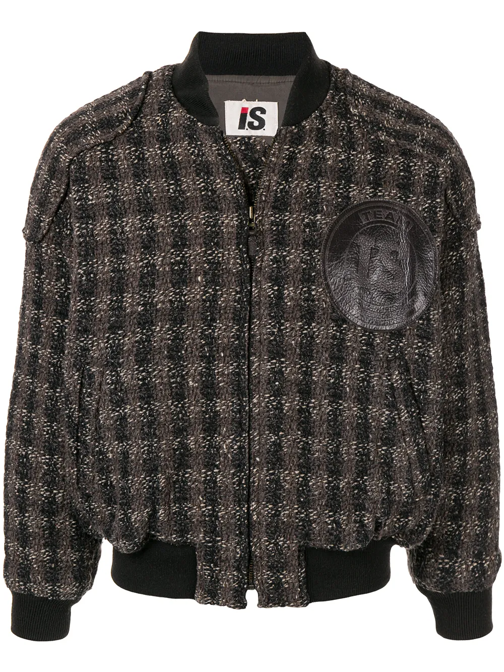 

Issey Miyake Pre-Owned chamarra bomber tejida a cuadros 1980 - Negro