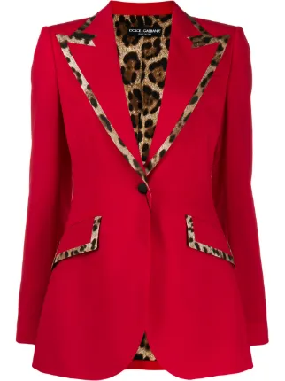 leopard print trim jacket