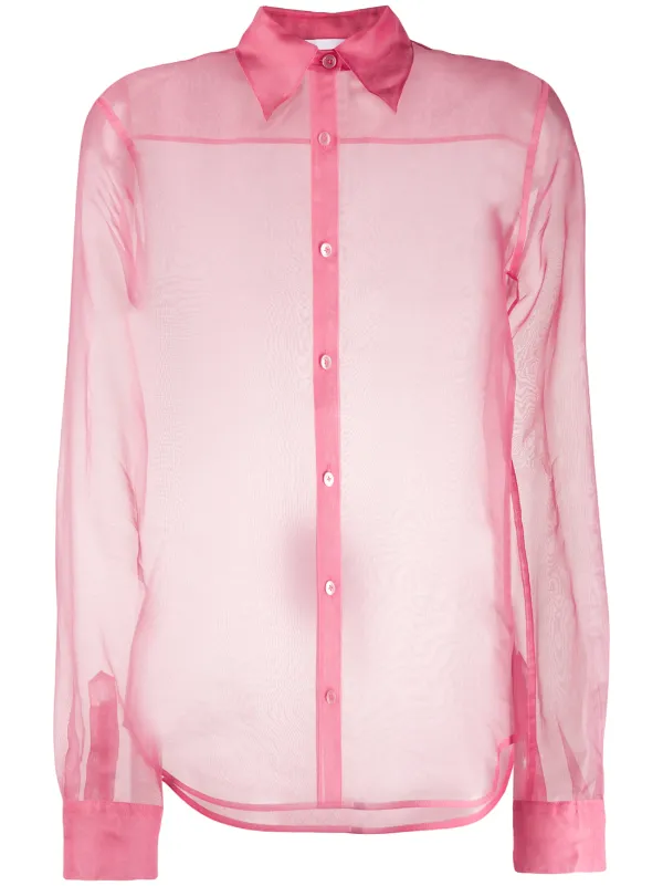 pink sheer long sleeve top