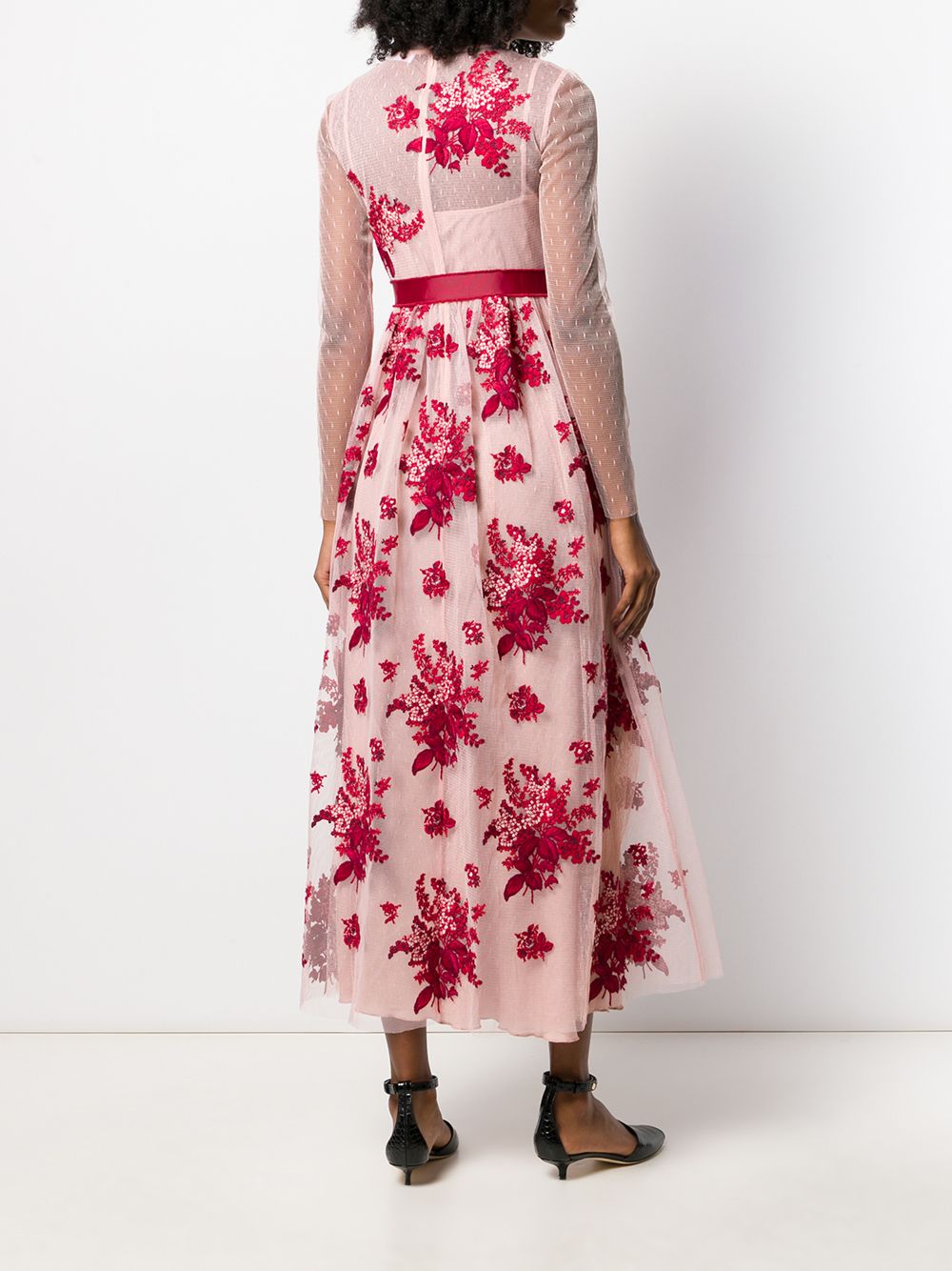 фото Red Valentino платье из тюля с цветочной вышивкой