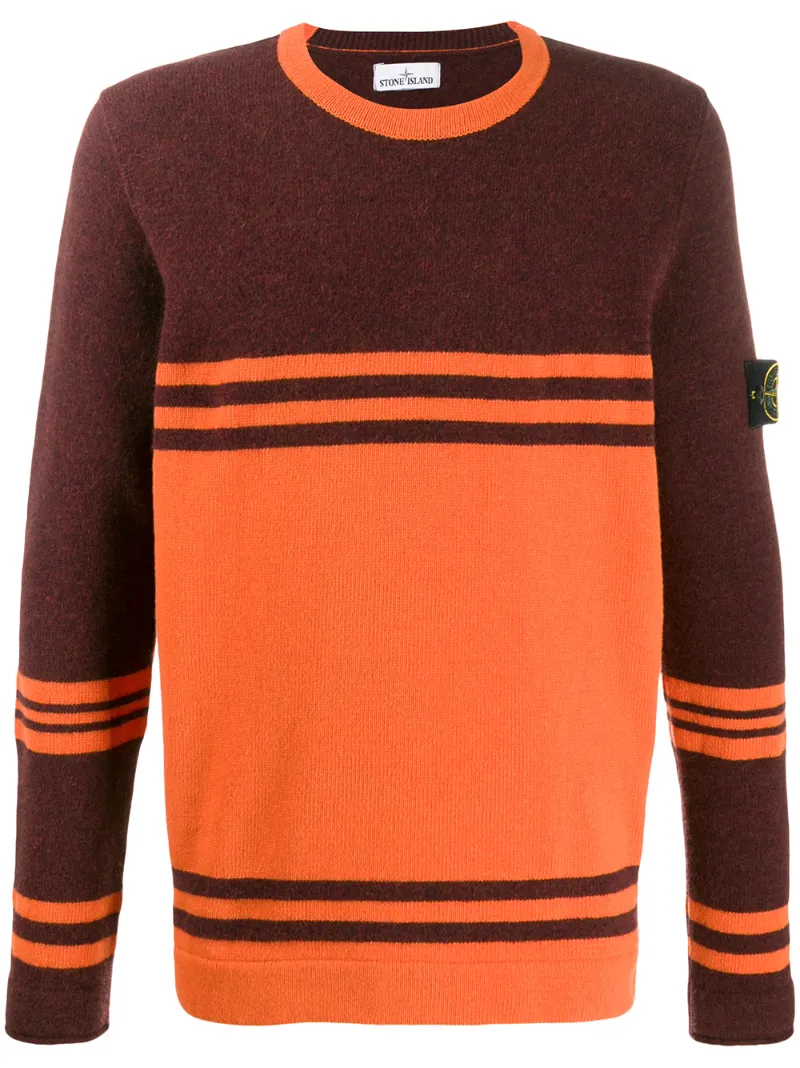 Stone Island Striped Knit Jumper In Orange | ModeSens