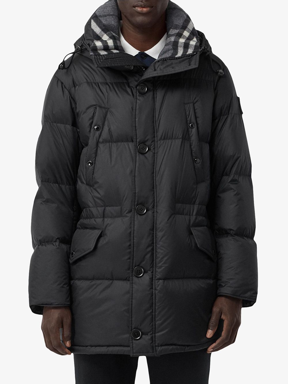 Shop Burberry Logo Detail Hooded Puffer Coat with Express Delivery -  FARFETCH