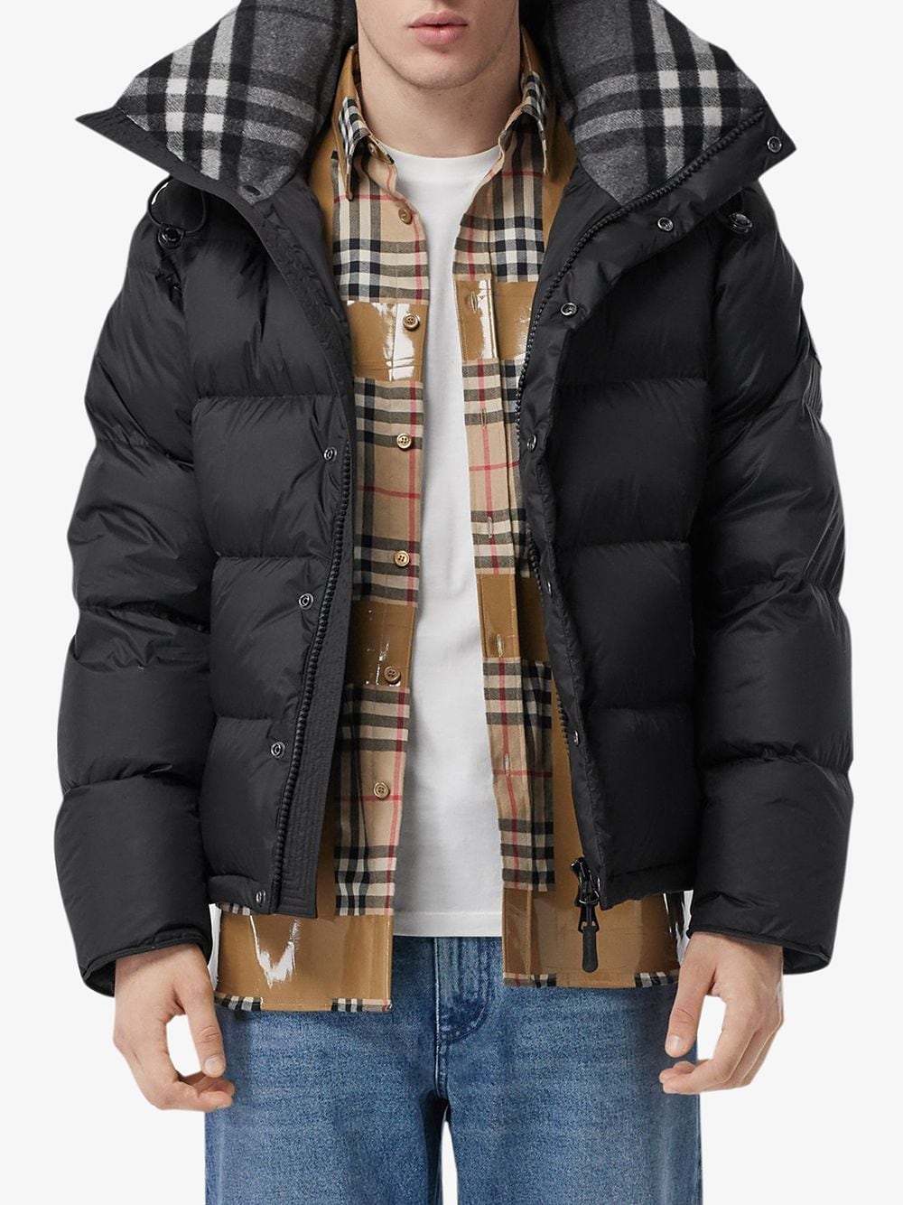 Burberry black removable sleeve padded jacket for men | 8018731 at  
